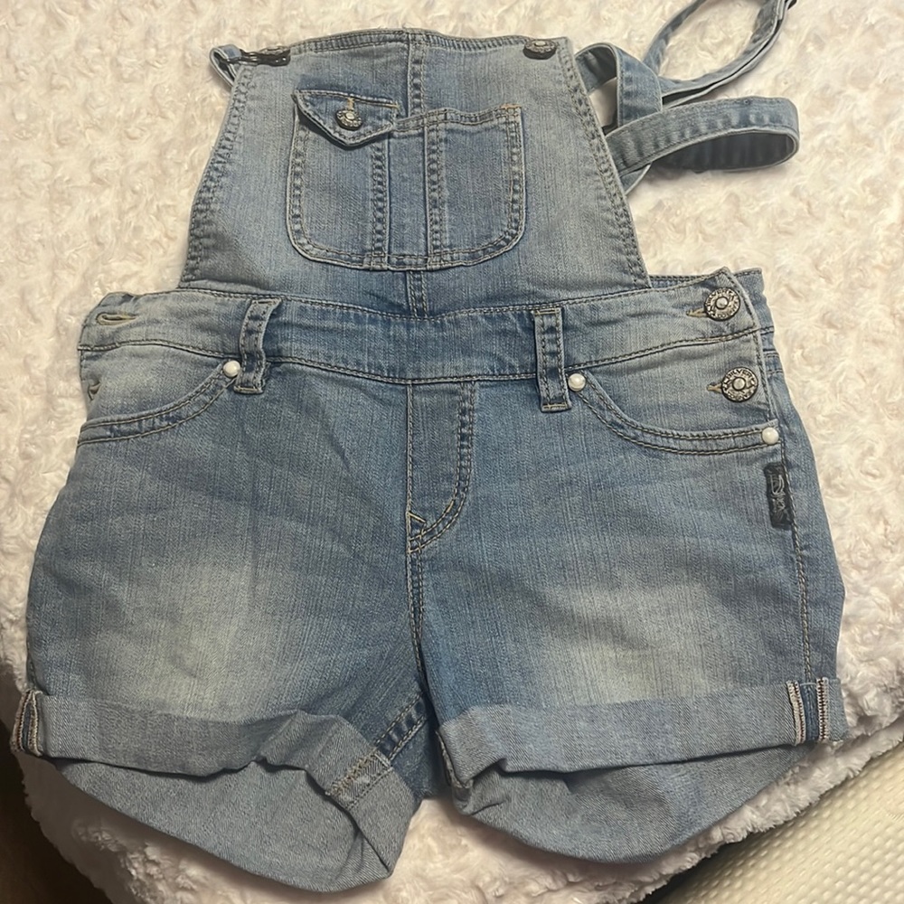 Silver brand overall shorts
